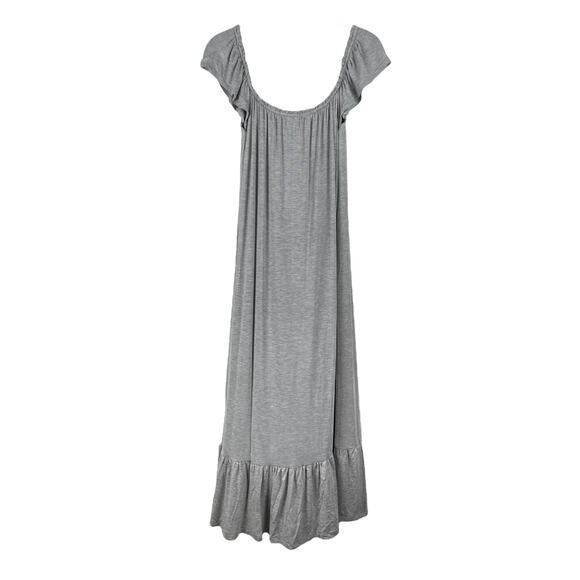 Nordstrom Maxi Dress Swing Tie Detail Peasant Flouncy Hem Minimalist M Gray - Picture 2 of 8